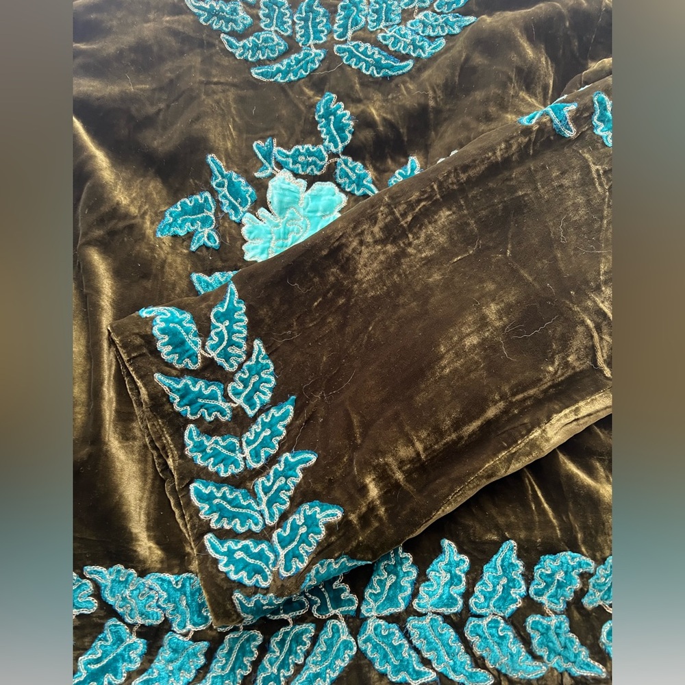 Nwt! Chasing Unicorns Valley of Neptune Velvet Jacket - Green and Blue - Picture 5 of 5